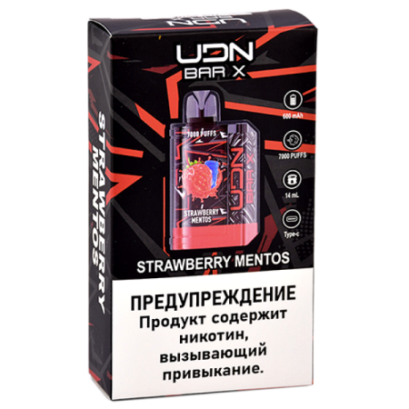 Заказать Электронные сигареты UDN BAR X III 7000 Клубничный Mentos – оптовая цена для каждого клиента